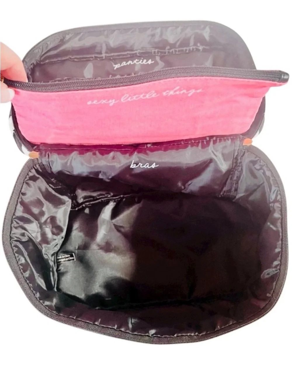 Victoria’s Secret Pink Train Case Makeup Cosmetic Travel Bag Striped Vanity